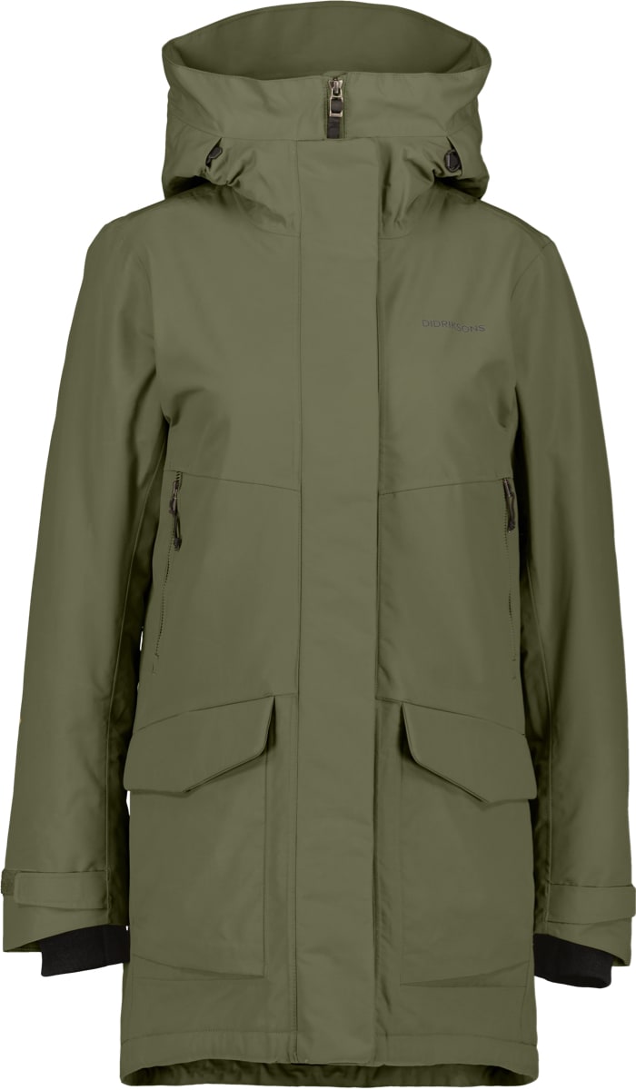 Didriksons Parka Frida 7 Giacca Impermeabile Donna - Verde Scuro (EU 44) Con CUCITURE NASTRATE